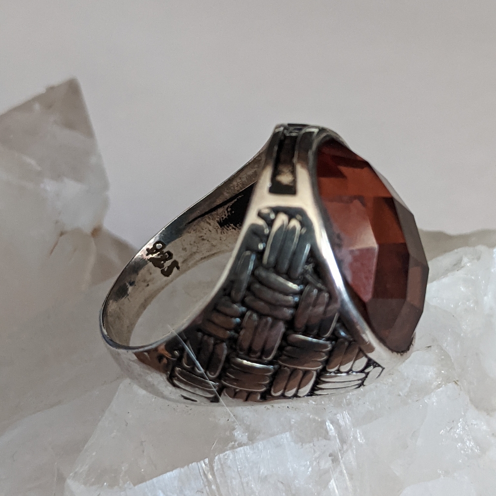 Green & Orange Alexandrite, 925 Silver Men's Ring - Picture 4 of 9